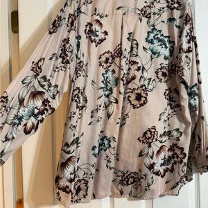Ralph Lauren Floral Blouse in Cream and Brown, size 2 X